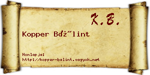 Kopper Bálint névjegykártya